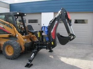 Wallenstein skid steer backhoe mounted on a Case skid steer