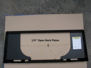 Open back mounting plate for mini bobcat