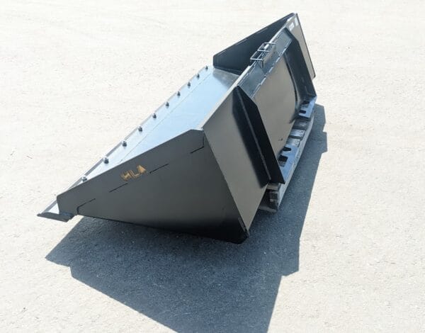 HLA low profile bucket side view HLA low profile bucket heavy duty 84" with bolt on cutting edge side view