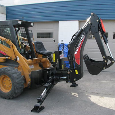 skid steer backhoe with outriggers extended