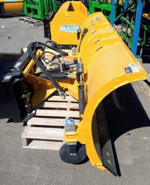 skid steer mounted snow blade side view