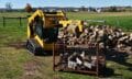 Wallenstein inverted skid steer mounted wood splitter