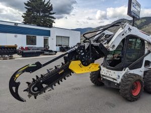 Digga Skid Steer Trencher mounted on bobcat skid steer