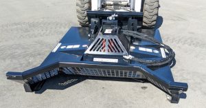 Martatch brush mower mounted on Bobcat skid steer front view