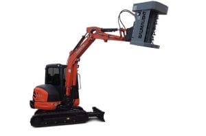 Baumalight-excavator-mount-flail-cutter on Kubota mini excavator