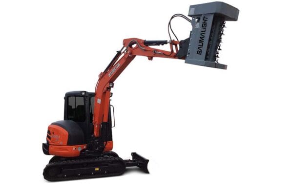 Baumalight-excavator-mount-flail-cutter Baumalight-excavator-mount-flail-cutter on Kubota mini excavator